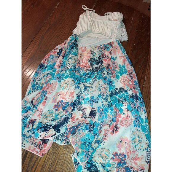 Medium Almost Famous Sleeveless Lace Top Floral Open Back Sundress Sunmer Dress - Picture 4 of 5